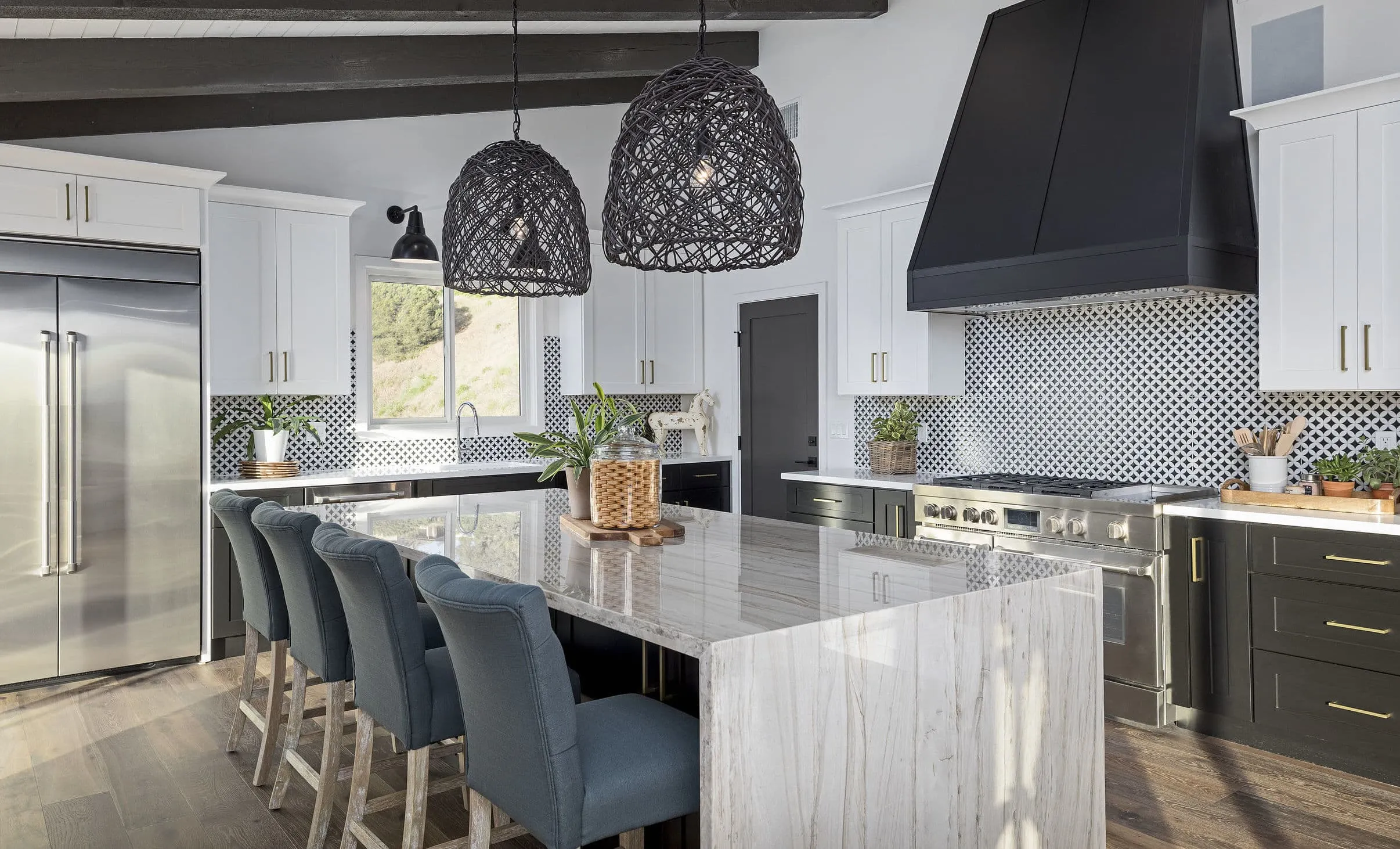 A modern kitchen with stainless steel appliances