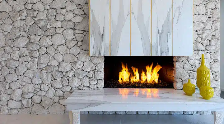 526 A stone fireplace