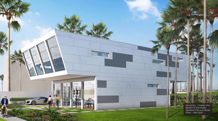 A palm tree in front of a building