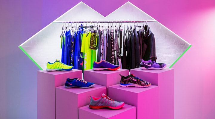 1403_DSA_Nike_072 A pink box filled with purple flowers on a table