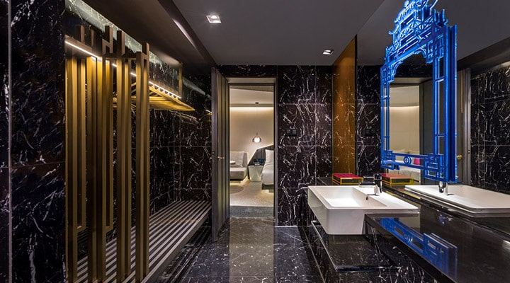 A glass shower door