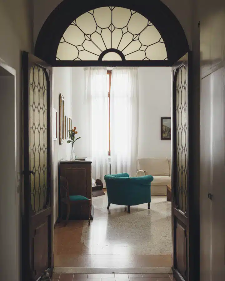 Stylish interior of living room in Venice, Italy A large room