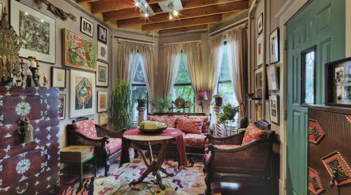 Sofas and drawers in living room,Snohomish, Washington, USA A living room filled with furniture and a fireplace