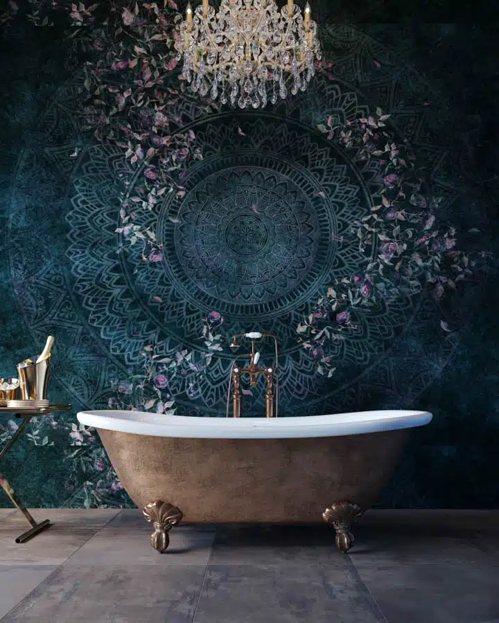 Luxurious bathtub standing in an expensive bathroom. A close up of a bowl sink