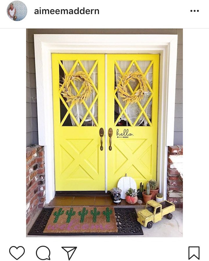 A close up of a door