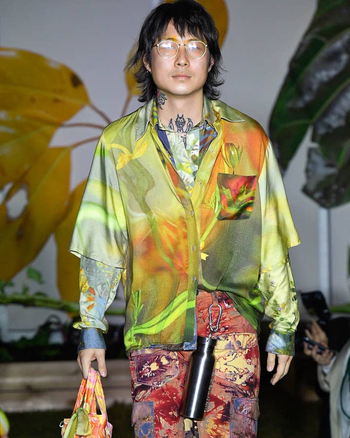 A person wearing a costume