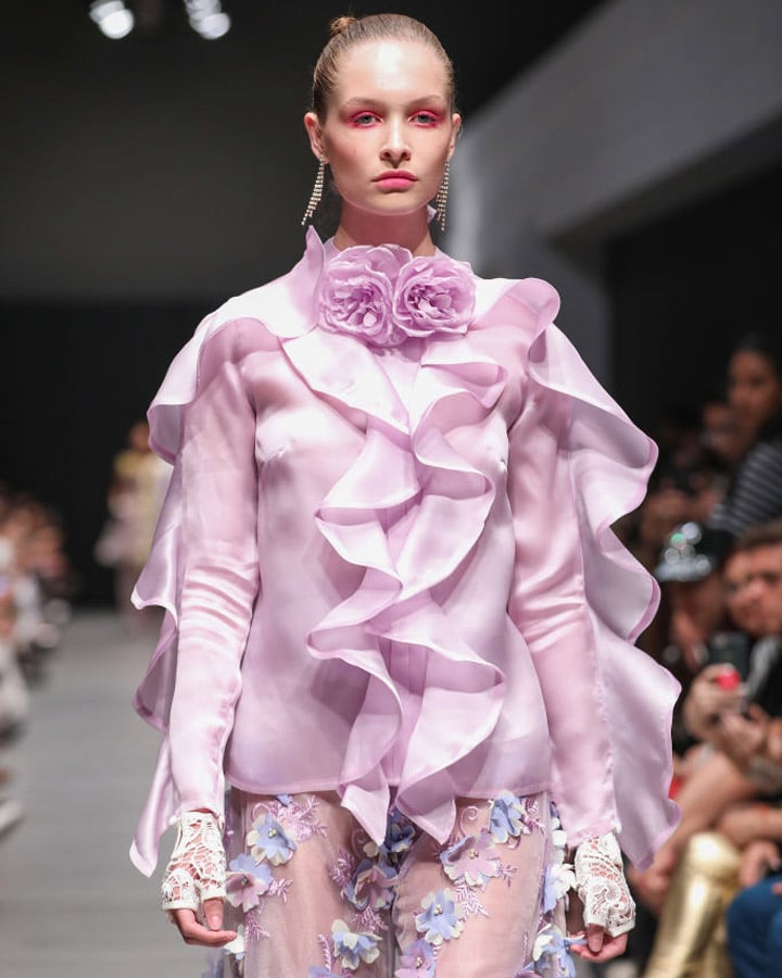 A girl in a pink dress