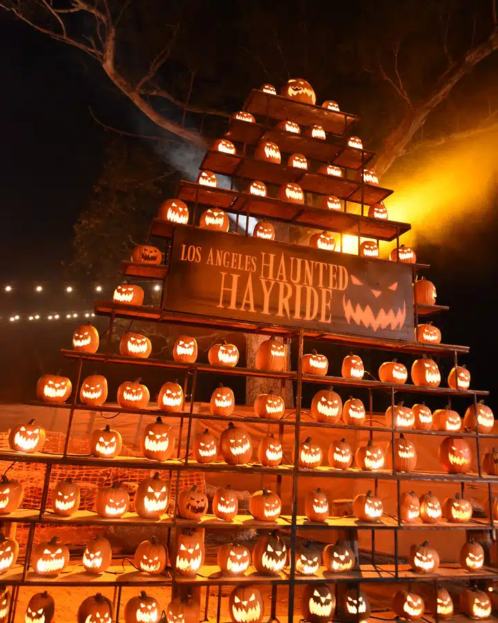 Hayride_1 Un montón de verduras expuestas lit por la noche