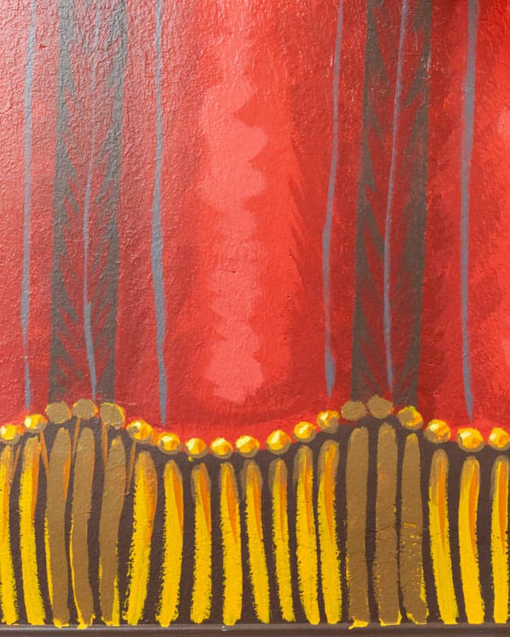 A close up of a colorful wall