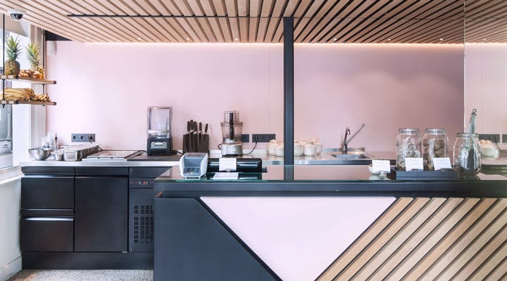 A kitchen with a sink and a window