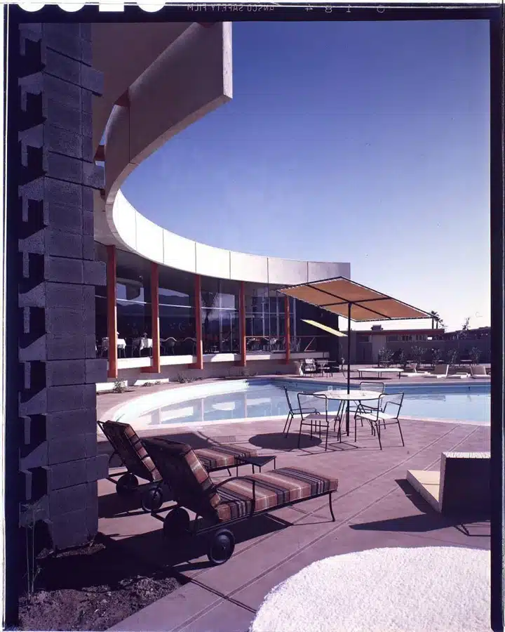 Ocatillo-LodgeExterior1957 A chair sitting in front of a building