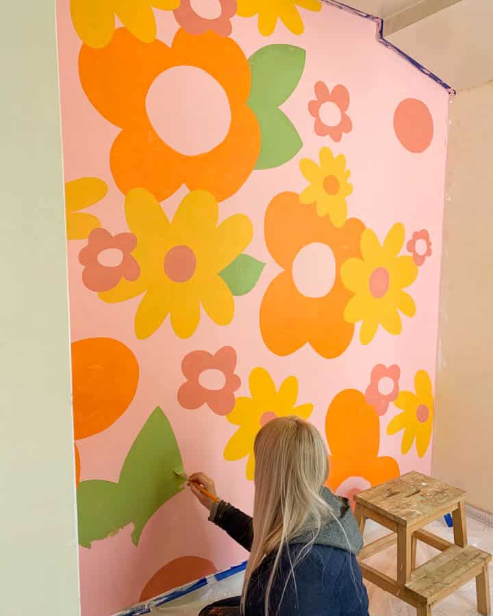 A woman sitting on a table