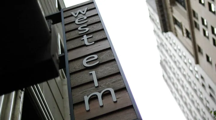 West-Elm-Sign A close up of a sign