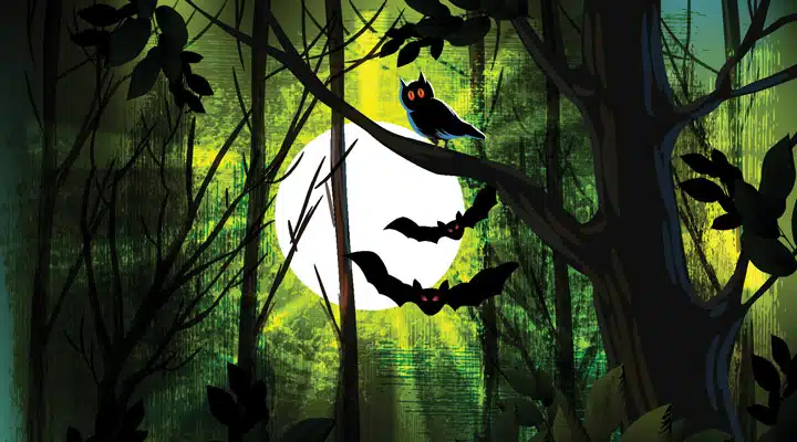 illustration-_4_ Un pájaro sentado en lo alto de un árbol