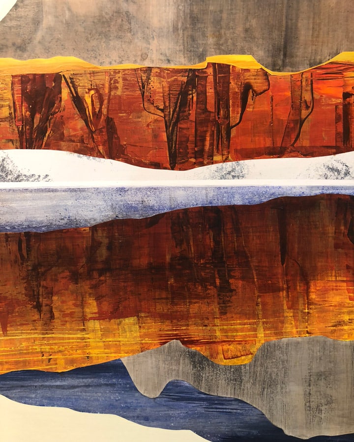 A painting of a canyon