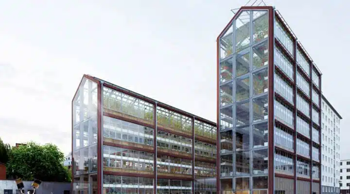 vertical-farm-vegitecture-exterior-glass-greenhouse-720x400 A large building