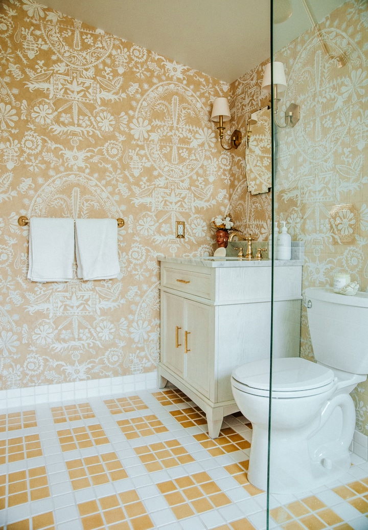 A tiled shower