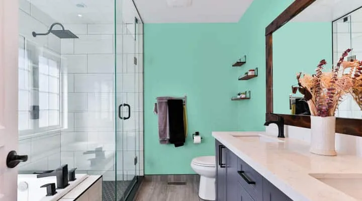 Jan-Jun 2021 Color of the Month Images A room with a sink and a mirror