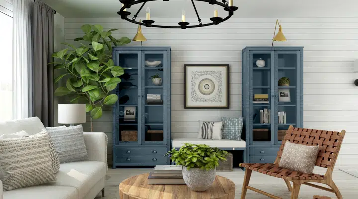 Un salón lleno de muebles y un gran ventanal