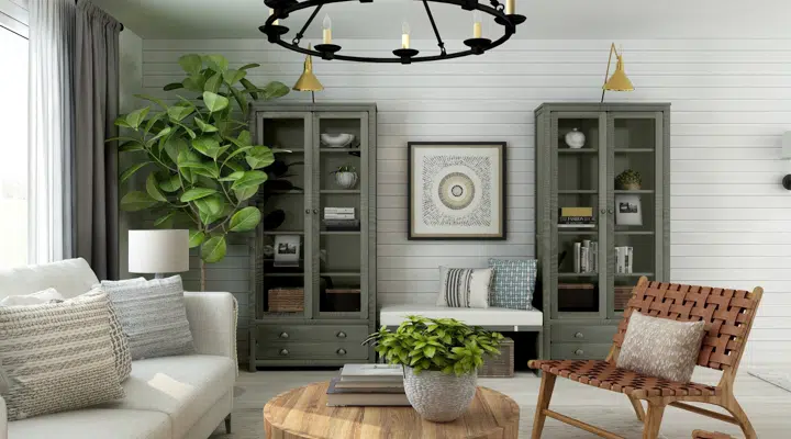 Un salón lleno de muebles y un gran ventanal