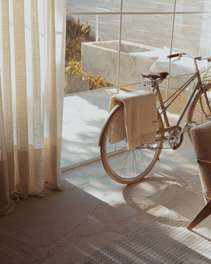 A bicycle parked on the side of the tub