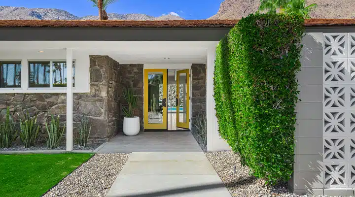 A bench in front of a building