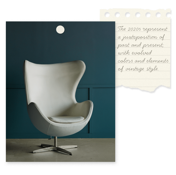 chair with blue wall