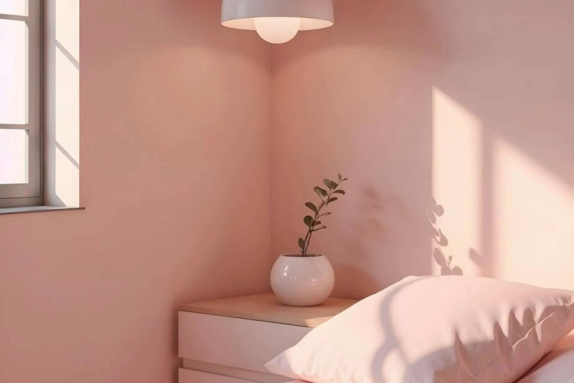 A bedroom with a bed and a mirror