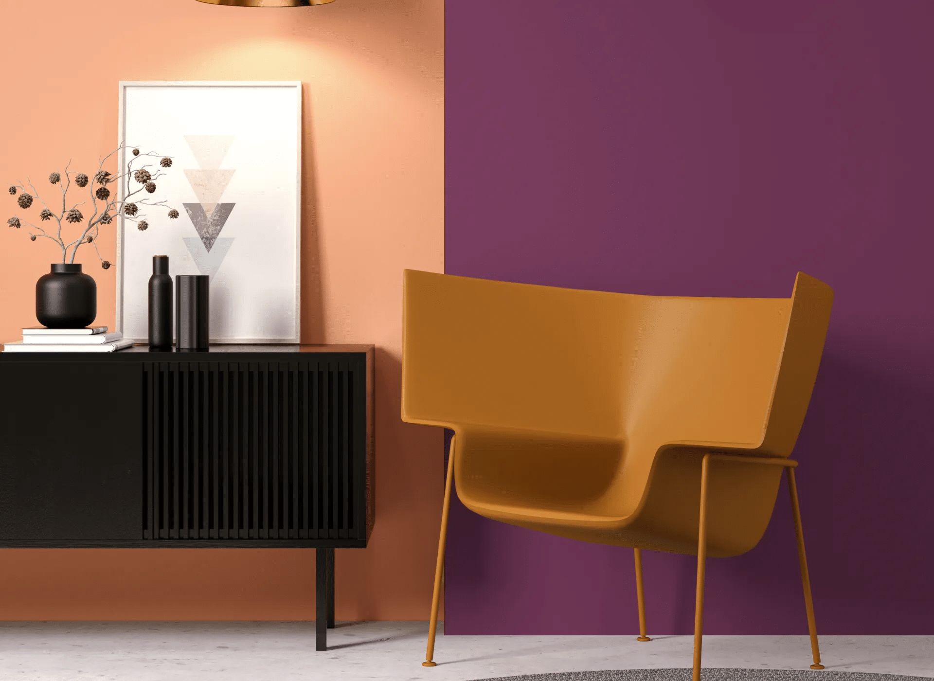 A chair sitting in front of a table