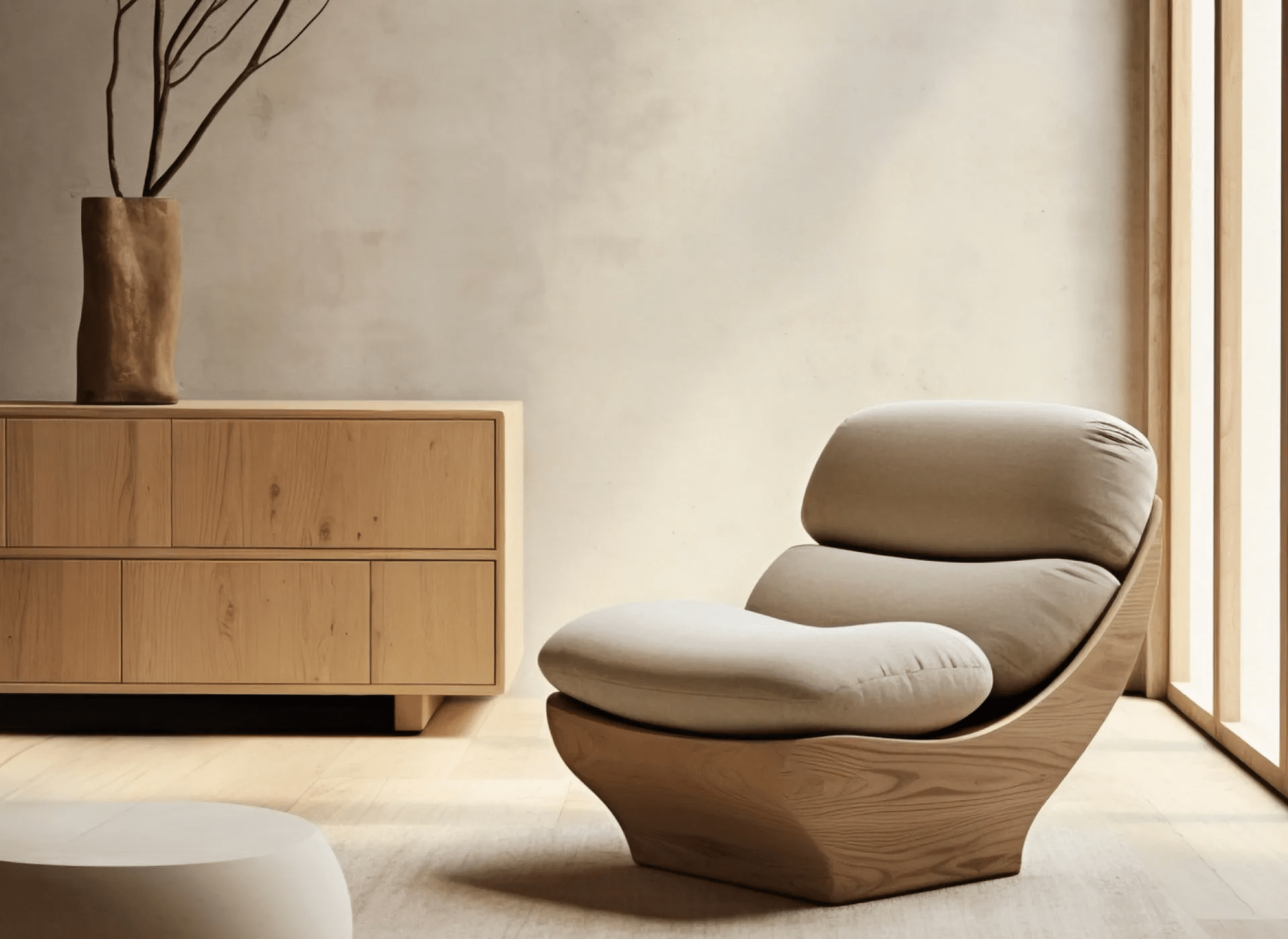 A living room filled with furniture and a large window