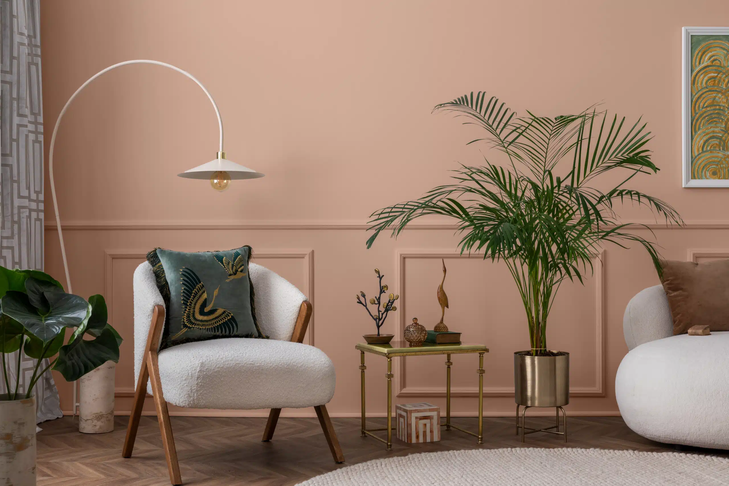 Living room painted in Half Moon Bay Blush