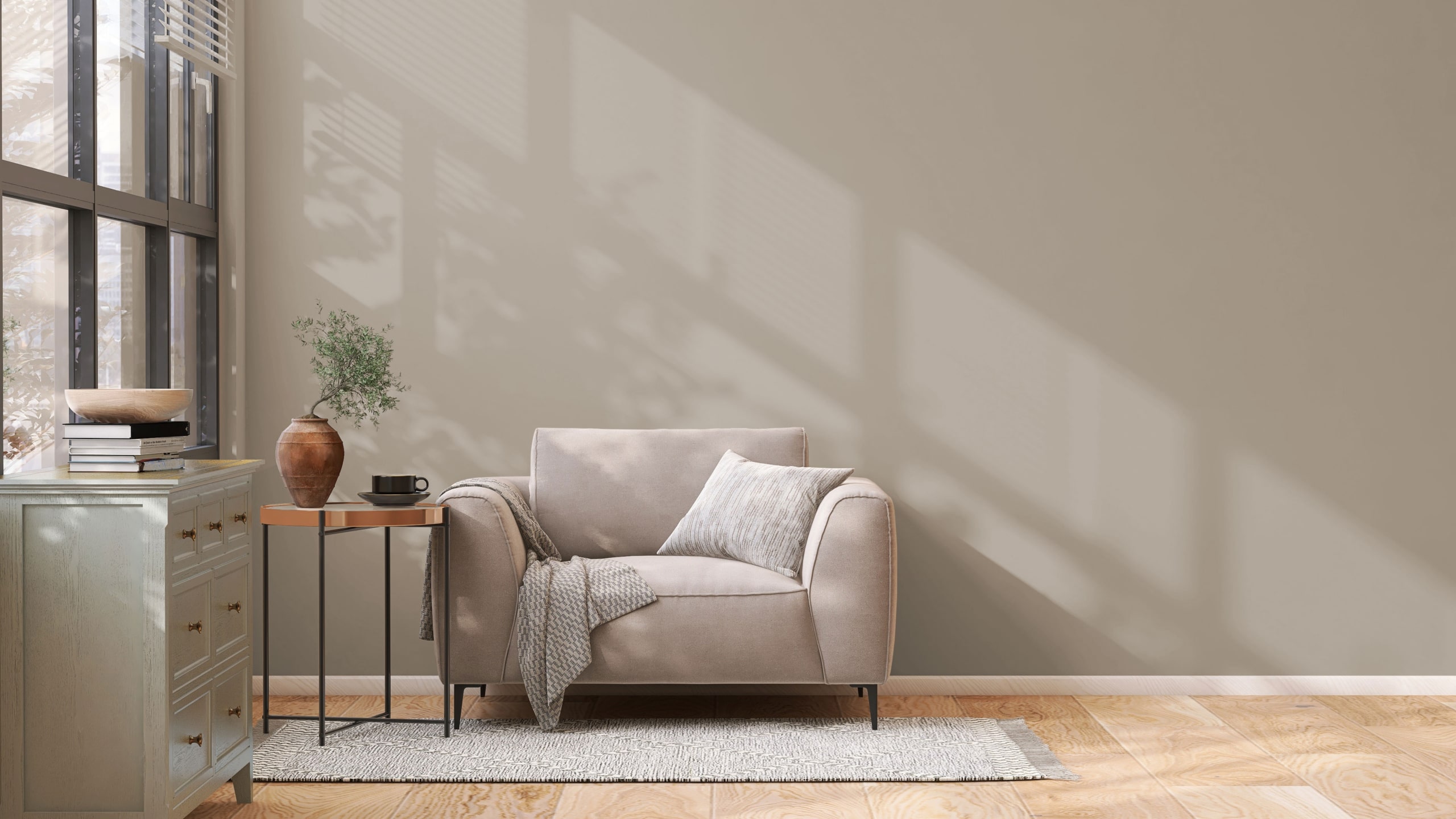 Country Rubble Stone and Milk Glass Living Room