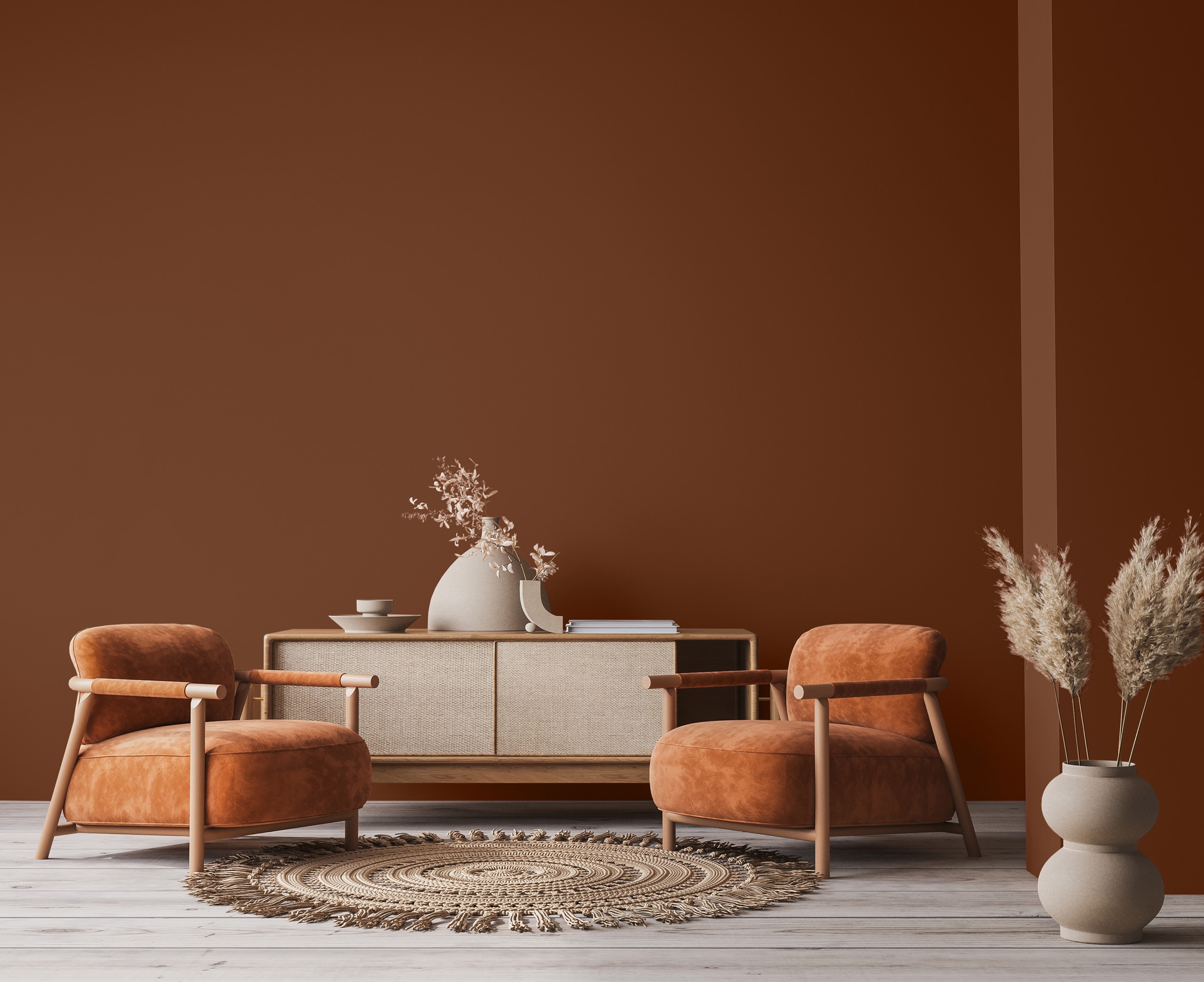 A room filled with furniture and vase of flowers on a table