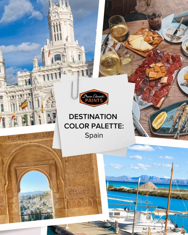 Take a trip to Spain with our vibrant color palettes! 💃🇪🇸 From sun-drenched terracottas and rich reds to ocean blues and warm neutrals, each palette captures the passion, charm and timeless beauty of Spanish culture.Ready to add a touch of España to your space? Swipe through and tell us which palette is your favorite!#dunnedwards #dunnedwardspaints #colorpalette #colorinspiration #spain