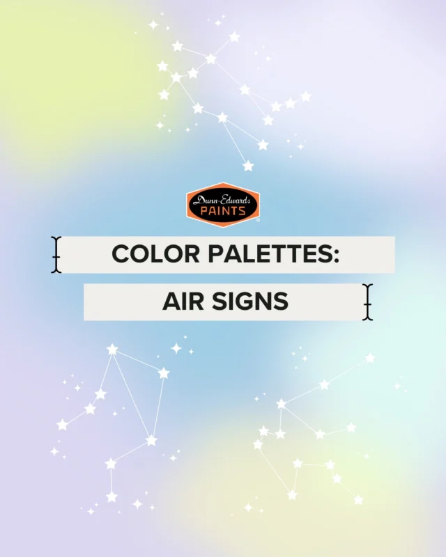 Curious, imaginative and always on the move—just like the air signs themselves. Our Gemini, Libra and Aquarius-inspired color palettes capture breezy sky blues, airy pastels and bold pops of unexpected color that reflect their vibrant energy. ♊️♎️♒️Swipe through to find the palette that matches your air sign & drop your thoughts in the comments!#dunnedwards #dunnedwardspaints #colorpalette #colorinspiration #airsigns #gemini #libra #aquarius #zodiac