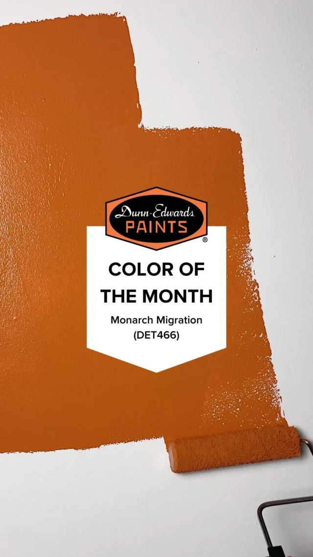 Meet our October Color of the Month: Monarch Migration (DET466) 🧡 An earthy terracotta with a mix of burnt orange, Monarch Migration (DET466) brings a vintage-inspired look to any space. Where would you use this vivid hue in your home?✨Shop Monarch Migration (DET466) via our website or your local Dunn-Edwards store✨#dunnedwards #dunnedwardspaints #ColorOfTheMonth #PaintPerfection #HomeDecor #InteriorDesign #paintcolorinspiration #paintcolors