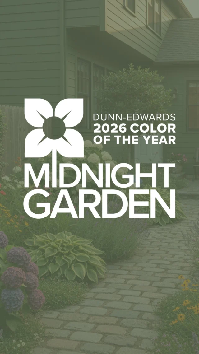 Meet the Dunn-Edwards 2026 Color of the Year: Midnight Garden (DE5657) 🪴A color of balance, Midnight Garden (DE5657) bridges eco-conscious living with sophisticated design. It captures the tranquility of a lush garden under the moonlight, whispering nature’s quiet elegance, and is perfect for creating a serene and sophisticated atmosphere. Reminiscent of moss, lichen, and nature’s quiet resilience, this shade invites wellness, renewal, and enduring style into every space.Midnight Garden (DE5657) is the green that works everywhere — from cabinetry and walls to accents and exteriors. Its versatility makes it equally at home on interiors and exteriors, pairing effortlessly with natural textures, warm neutrals, or sleek minimalism.Are you ready to include this timeless color in your space? Click the link in our bio to read more about it. 🔗#DunnEdwards #ColorOfTheYear #MidnightGarden #InteriorDesign #DesignInspirationES:Conozca el color del año 2026 de Dunn-Edwards: Midnight Garden (DE5657) 🪴Midnight Garden (DE5657), un color de equilibrio, une la vida ecológicamente consciente con un diseño sofisticado. Captura la tranquilidad de un jardín exuberante bajo la luz de la luna, susurrando la quieta elegancia de la naturaleza, y es perfecto para crear una atmósfera serena y sofisticada. Reminiscente del musgo, el liquen y la silenciosa resistencia de la naturaleza, este tono invita al bienestar, la renovación y un estilo perdurable en cada espacio.Midnight Garden (DE5657) es el verde que funciona en todas partes, desde gabinetes y paredes hasta acentos y exteriores. Su versatilidad lo hace igualmente adecuado para interiores y exteriores, combinándose sin esfuerzo con texturas naturales, neutros cálidos o minimalismo elegante.¿Está listo para incluir este color atemporal en su espacio? Haga clic en el enlace en nuestra biografía para leer más al respecto. 🔗