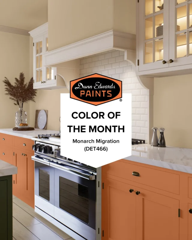 Ready to embrace our October Color of the Month? 🧡 Monarch Migration (DET466) is an earthy terracotta with a mix of burnt orange that's perfect for infusing a vibrant look into your home. Use it on it's own or try pairing it with Shutters (DET519) and Quinoa Bowl (DEBN49) for a paint color palette that feels vintage-inspired and unexpected.#dunnedwards #dunnedwardspaints #ColorOfTheMonth #PaintPerfection #HomeDecor #InteriorDesign #paintcolorinspiration #paintcolors