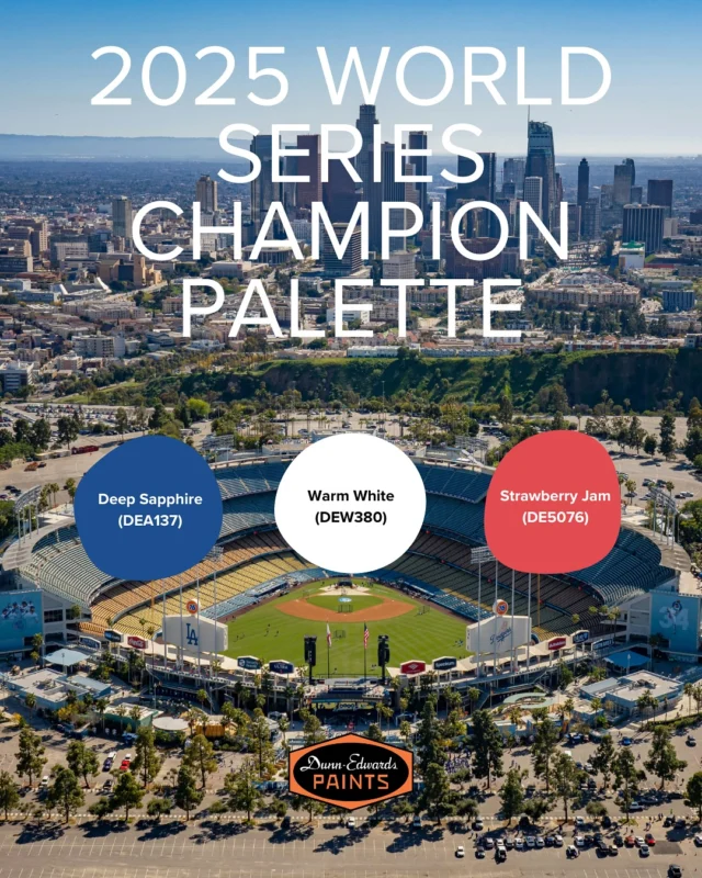 Congrats to our champs, the Los Angeles Dodgers, on clinching World Series title number 9! 🎉 To celebrate, we’ve pulled together our ultimate Dodger-inspired color palette, designed to bring LA pride into your spaces. ⚾️Photo credit: @prevailz #DunnEdwards #Dodgers #WorldSeriesChamps #ColorPalette